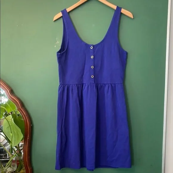J. Crew Women's L CobaltBlue Sleeveless Scoop Neck Sundress Button Back Detail - Picture 6 of 6